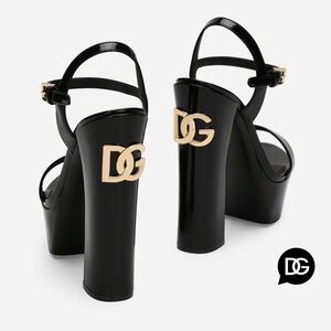 Dolce & Gabbana Black Heels with Ankle Strap and Block Heel